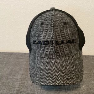 Cadillac Black Houndstooth Embroidered  Adjustable Strap Cap - NEW
